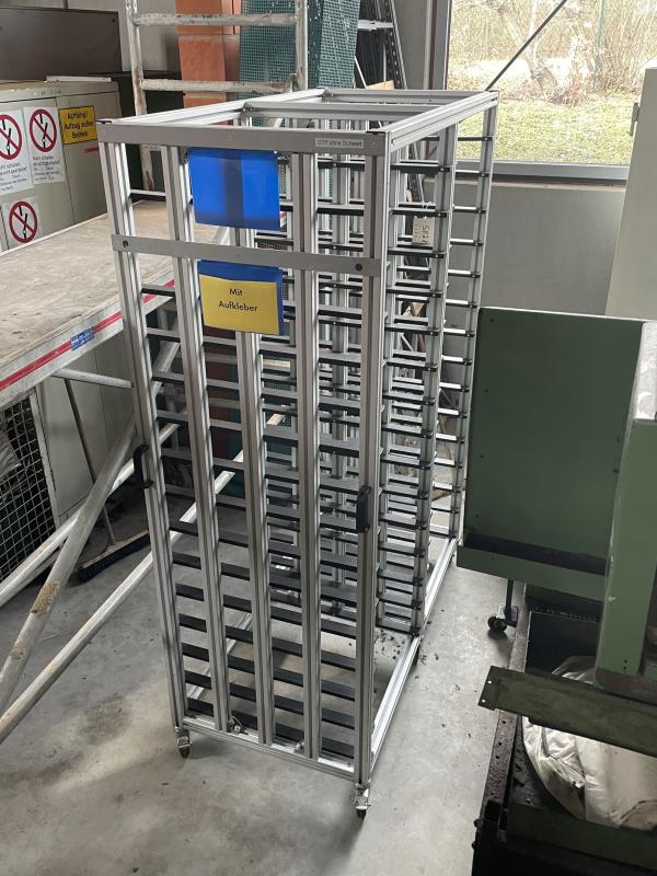 Regal aus Aluminium Systemprofil, Aluregal, Einschubregal, Aluminiumgestell