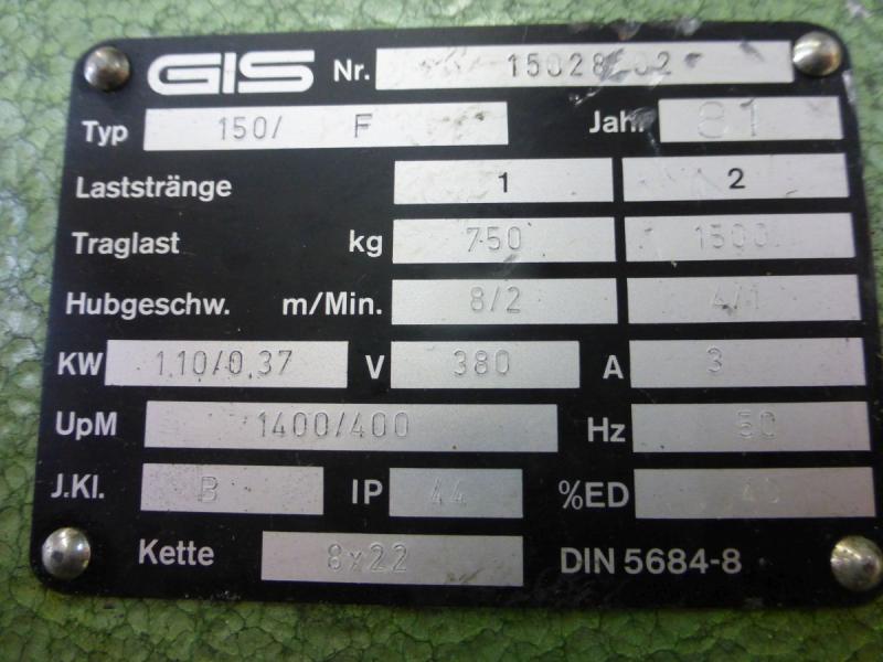 E-Kettenzug, Elektro Hubwerk, Kran 1500 kg