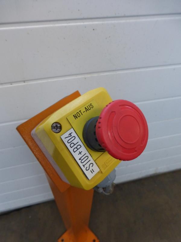 NOT- AUS- Schalter auf Metallstativ Stop Schalter, Pilztaster, Drucktaster