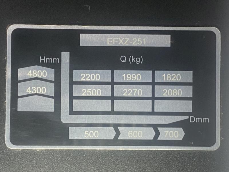 Neuer Elektro Gabelstapler, Traglast 2500 kg, Hub 4800 mm + Seitenschieber + große Batterie 280AH