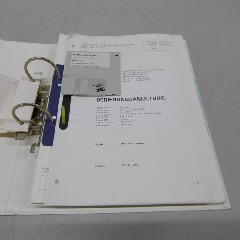 Betriebsanleitung, Programmieranleitung, Alarmliste und Anleitung Lichtbogenschweissen für Motoman Roboter,  diverse Projektdokumentationen bestehend aus Bedienungsanleitung, Stromlaufplan, SPS Programm im Lieferumfang enthalten