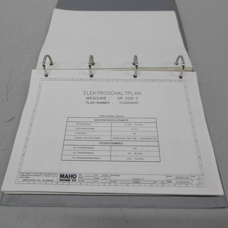 Handbuch, Bedienungsanleitung, Programmierbare Schnittstellen 432T, Maschinenkonstanten,  Schaltplan für CNC Drehmaschine MAHO Graziano GR200C