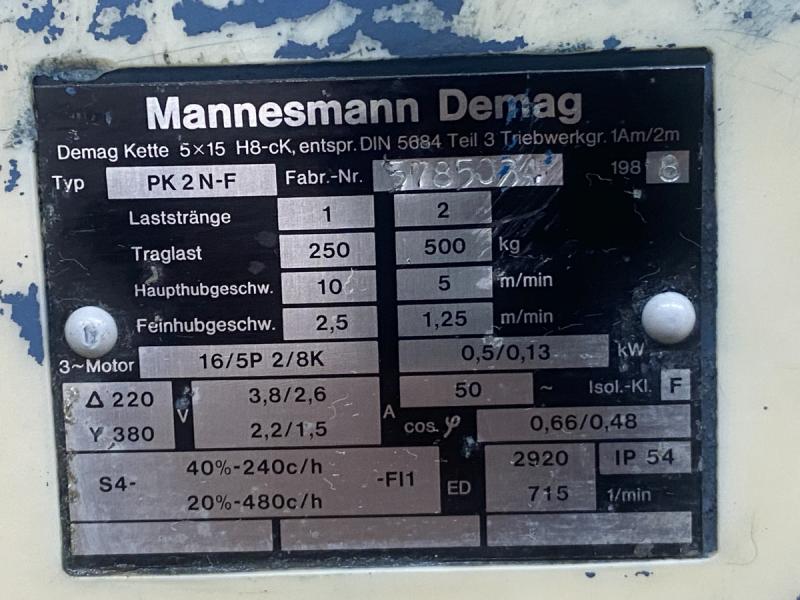 E-Kettenzug, Elektro Hubwerk, Kran 500 kg mit Katzfahrwerk