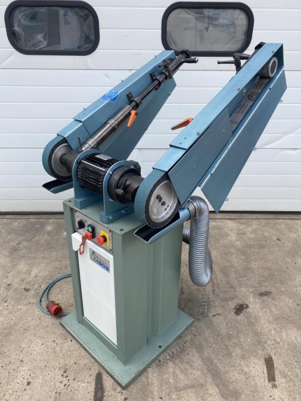 Doppelseitiger Schleifbock, Bandschleifer Schmiergelbock mit Bandschleifarm Doppelseitiger Schleifbock, Bandschleifer Schmiergelbock mit Bandschleifarm