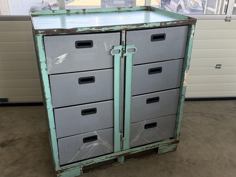 Lagerbox mit Schubkästen, Transportbox, Stellfläche wie EUR DB Gitterbox
