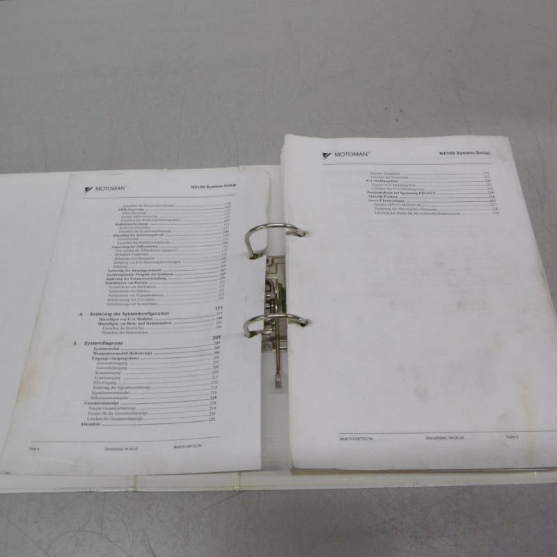 Betriebsanleitung, Programmieranleitung, Alarmliste und Anleitung Lichtbogenschweissen für Motoman Roboter,  diverse Projektdokumentationen bestehend aus Bedienungsanleitung, Stromlaufplan, SPS Programm im Lieferumfang enthalten