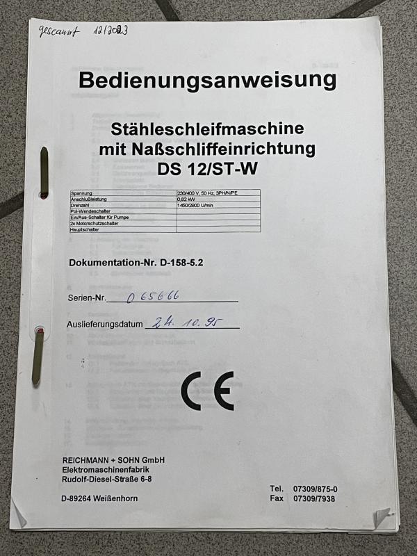 Bedienungsanleitung, und Schaltplan Stähleschleifmaschine