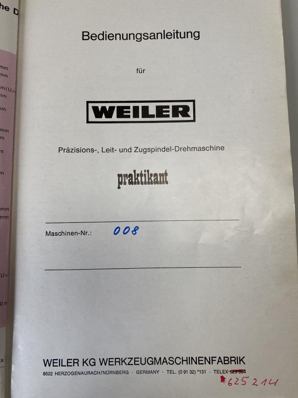 Bedienungsanleitung, Betriebsanleitung, Ersatzteilliste, Stromlaufplan für Drehmaschine