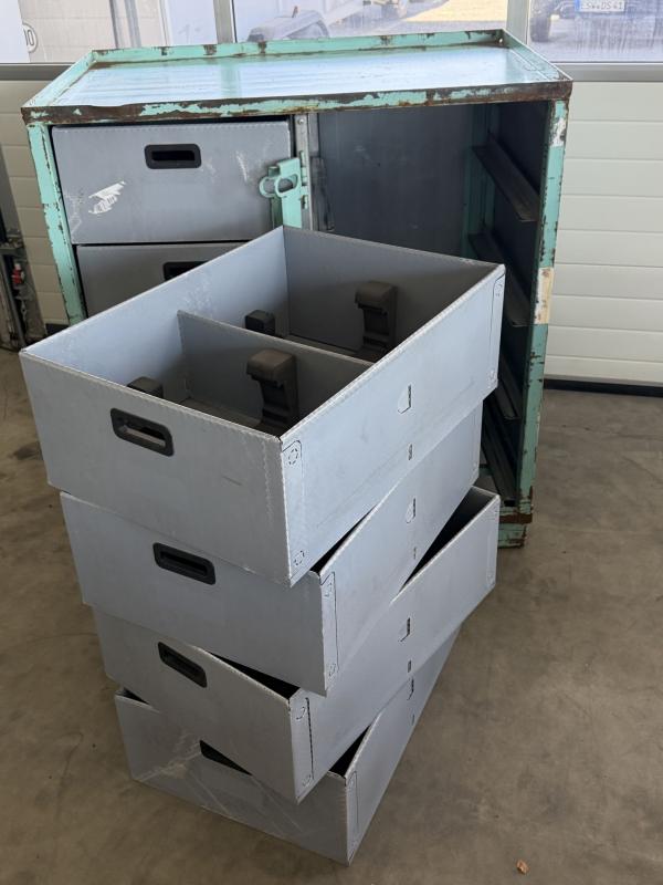 Lagerbox mit Schubkästen, Transportbox, Stellfläche wie EUR DB Gitterbox