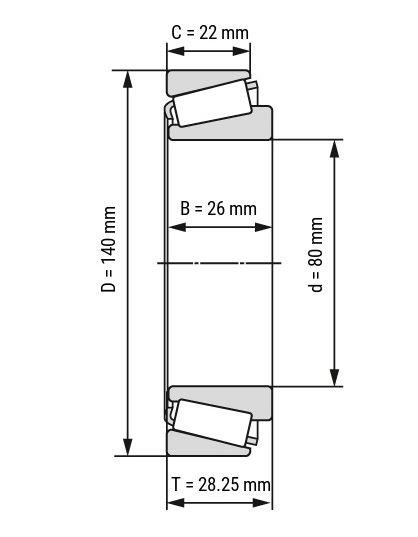 Kegelrollenlager 30216A, Wälzlager -- 80-140-28,25