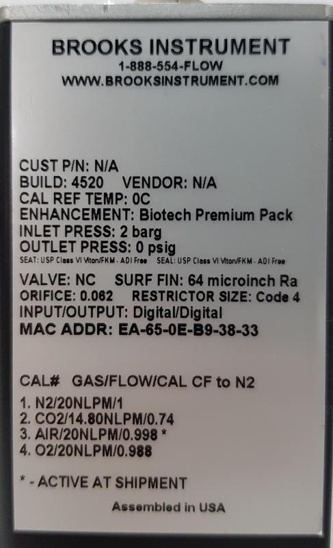 SLA5800 Biotech MFC Digital gesteuerter Massendurchflussregler für Gas, MassFlowController - Neu / unbenutzt