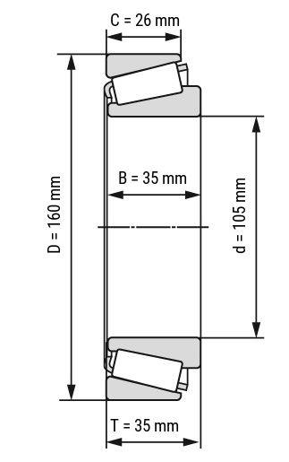 Kegelrollenlager 32021X, Wälzlager -- 105-160-35
