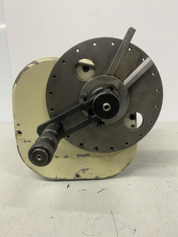 Rundteiltisch, Rundtisch mit mechanischem Antrieb und mit Kurbel und Skala