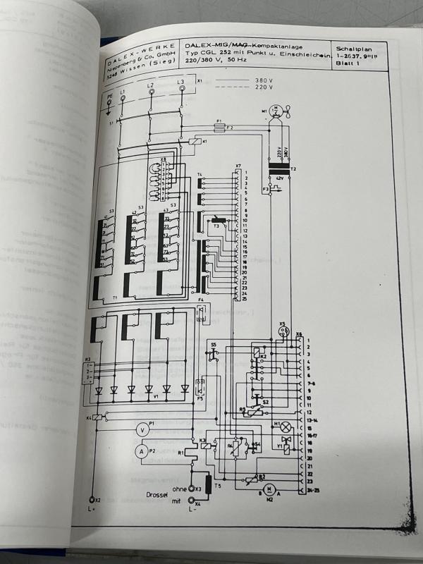 Bedienungsanleitung, Betriebsanleitung, Stromlaufplan für Schutzgasschweißgerät MIG/MAG