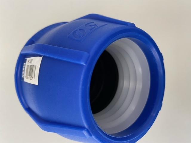 PP-Klemmringverschraubung, Endkappe Ø 50, Blindkappe, Endstopfen, Fitting, PE Verschraubung