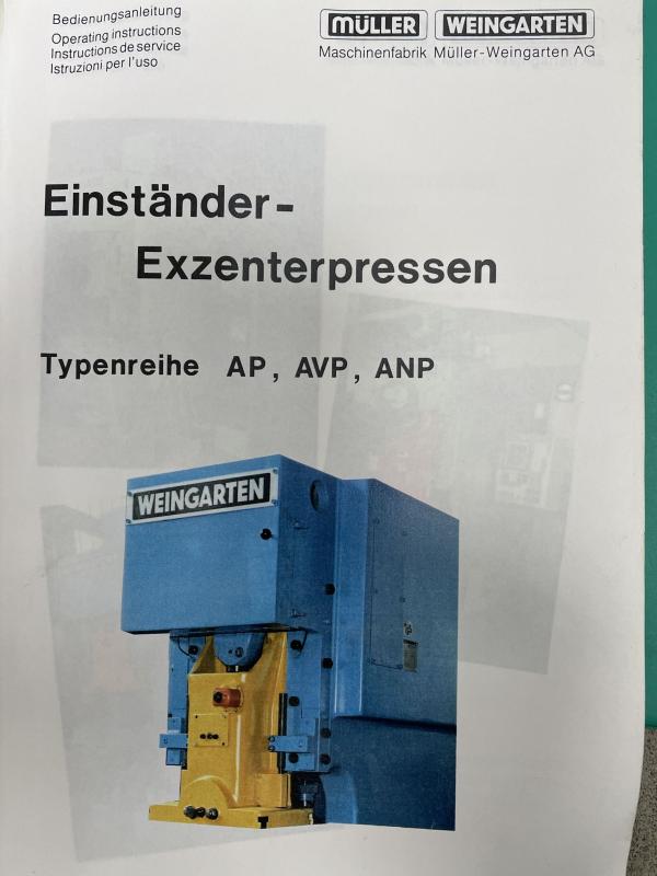 Betriebsanleitung für Einständer Exzenterpresse, Bedienungsanleitung Betriebsanleitung für Einständer Exzenterpresse, Bedienungsanleitung