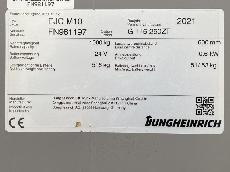 Elektro - Gehstapler, Deichselstapler + Neue Batterie, Traglast 1000 kg, Hubhöhe 2500 mm