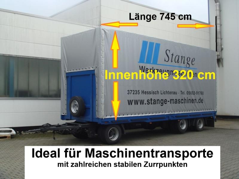 3-Achs LKW-Anhänger, Tieflader-Anhänger, Plateauanhänger mit Plane, Schiebeplane ETSCHA