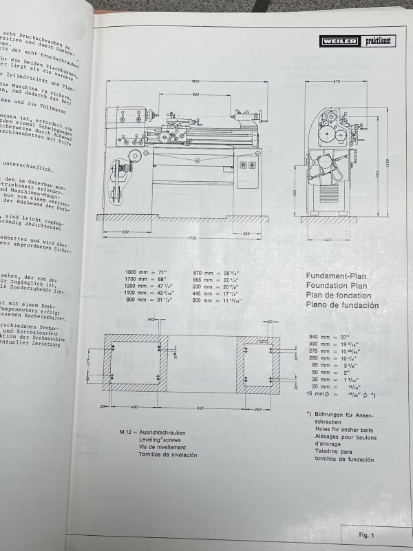 Bedienungsanleitung, Betriebsanleitung, Ersatzteilliste, Stromlaufplan für Drehmaschine
