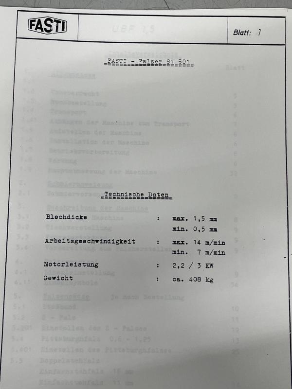 Betriebsanleitung für Universal Falzformer, Falzer Betriebsanleitung für Universal Falzformer, Falzer