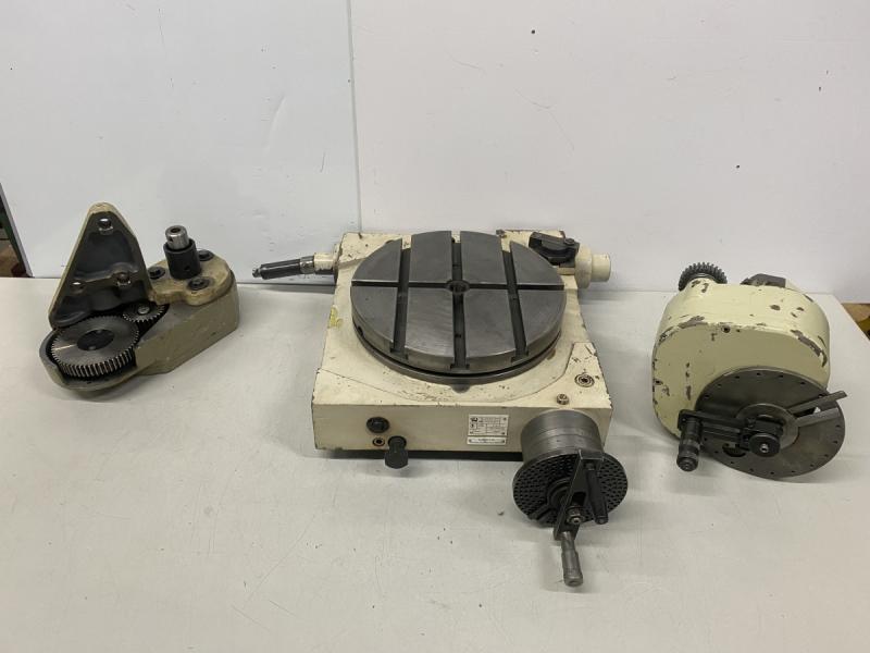 Rundteiltisch, Rundtisch mit mechanischem Antrieb und mit Kurbel und Skala