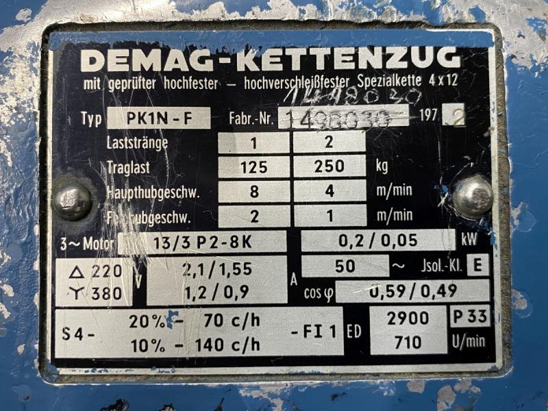Elektro-Kettenzug, Kran 125 kg mit Feinhub