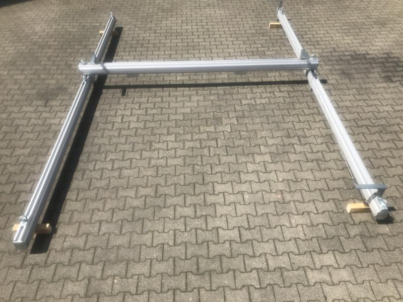 Hängekranbahn Krananlage, ALU Leichtkransystem,, Zweischienen-Hängebahn mit Einschienen Kranbrücke